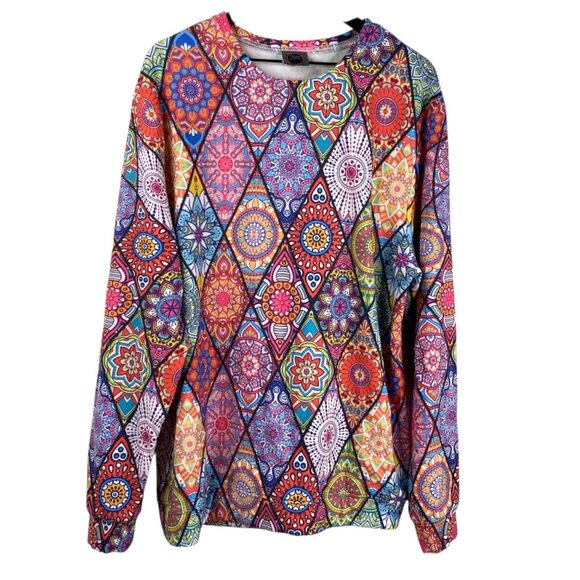 Mr. Gugu & Miss Go Tops - Mr. Gugu & Miss Go Sweatshirt  Women's Tunic Multicolor Size 4XL Stained Glass